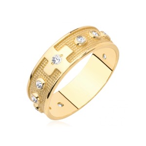 Szeroki pierścionek różaniec z cyrkoniami pr. 333