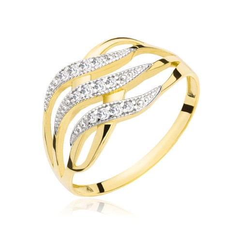 Szeroki pierścionek z cyrkoniami fala pr. 333