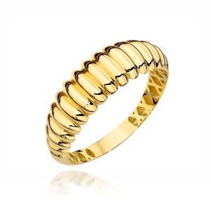 Pierścionek złoty żłobiony gładki