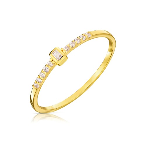 Pierścionek złoty delikatny białe kamienie pr. 333