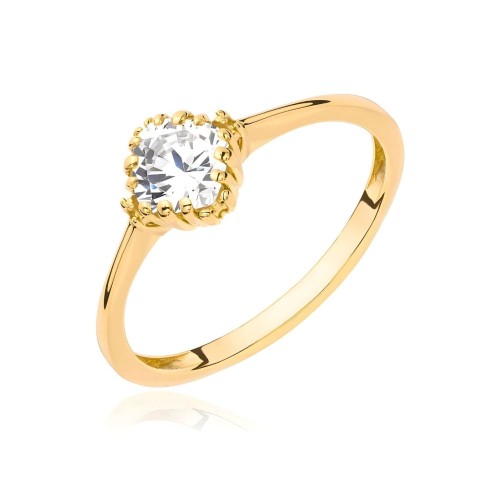 Złoty pierścionek biały kamień pr. 333