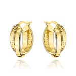 Kolczyki złote podwójne kółka gładkie i diamentowane