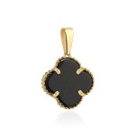 Black clover pendant framed with 10 mm gold balls