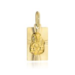 Medalik złoty prostokątny diamentowany z Matką Boską Częstochowską