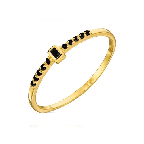 Złoty pierścionek czarny kamień centralny pr. 333