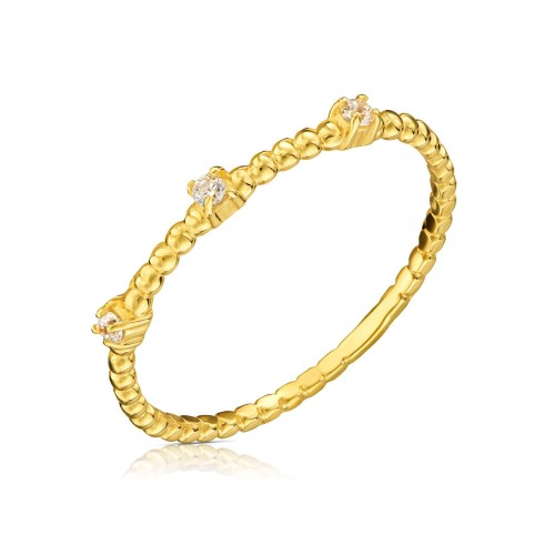 Złoty pierścionek kulki białe kamienie pr. 333