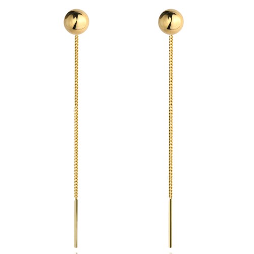 Kolczyki złote przewlekane z gładką kuleczką