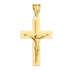 A gold cross with Jesus and satin decoration