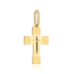 A gold carved cross with decorative arms