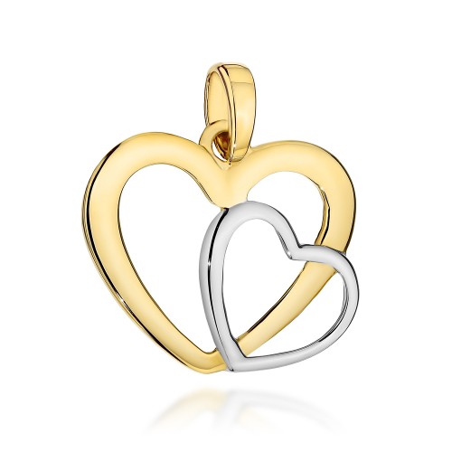 Zawieszka splecione serduszka w dwóch kolorach złota