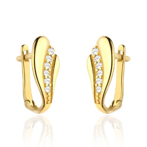 Kolczyki złota falka z rzędem cyrkonii