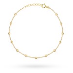 Gold ball bracelet with diamond balls