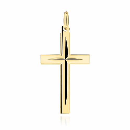 Krzyżyk złoty żłobiony