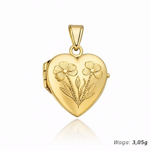 Zawieszka puzderko serce grawerowany kwiatek - różne wzory