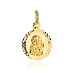 Medalik złoty Matka Boska Częstochowska w diamentowanym kółeczku pr. 375