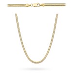 Gold necklace with diamonds on one side, 2.5 mm