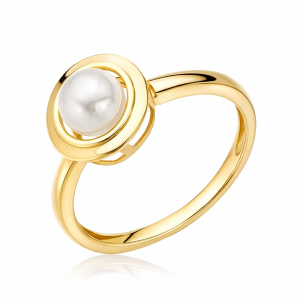 Pierścionek perła w oprawie złota
