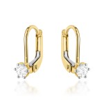Kolczyki złote pojedyncza cyrkonia na angielskim zapięciu