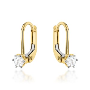 Kolczyki złote pojedyncza cyrkonia na angielskim zapięciu