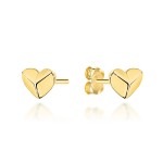 Kolczyki złote serce 3D na sztyfcie