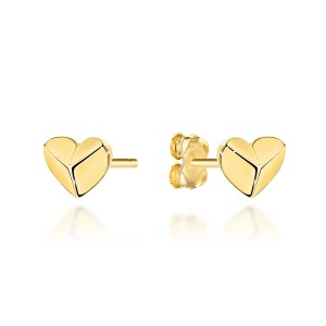 Kolczyki złote serce 3D na sztyfcie
