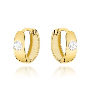 Kolczyki złote kółeczka z cyrkonią na środku