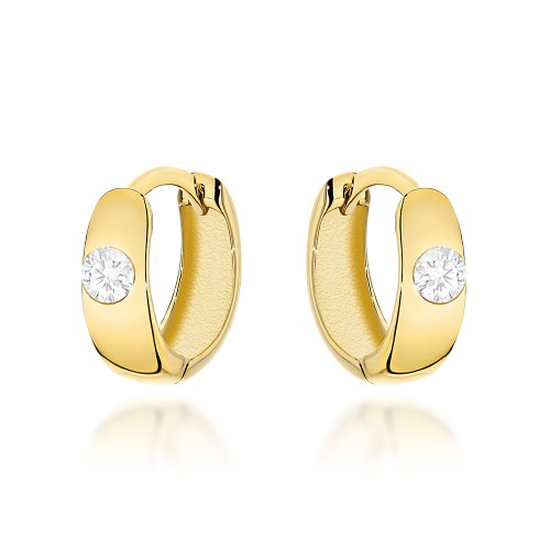 Kolczyki złote kółeczka z cyrkonią na środku