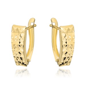 Kolczyki złote ozdobione diamentowaniem pr. 375