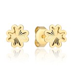 Kolczyki złote diamentowane koniczynki w gładkiej oprawie pr. 375