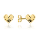 Kolczyki złote diamentowane serduszka w gładkiej oprawie pr. 375