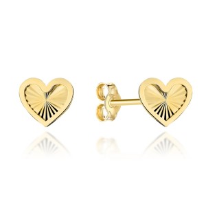 Kolczyki złote diamentowane serduszka w gładkiej oprawie pr. 375