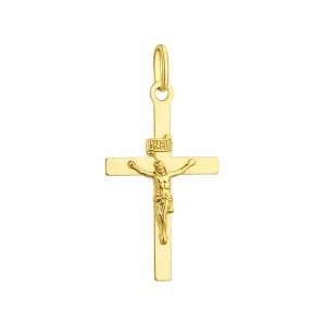 Złoty krzyżyk gładki z wizerunkiem Jezusa