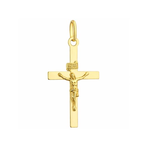 Złoty krzyżyk gładki z wizerunkiem Jezusa
