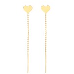 Kolczyki przewlekane złote serce