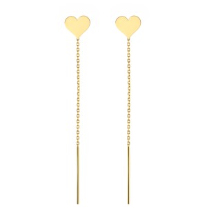 Kolczyki przewlekane złote serce