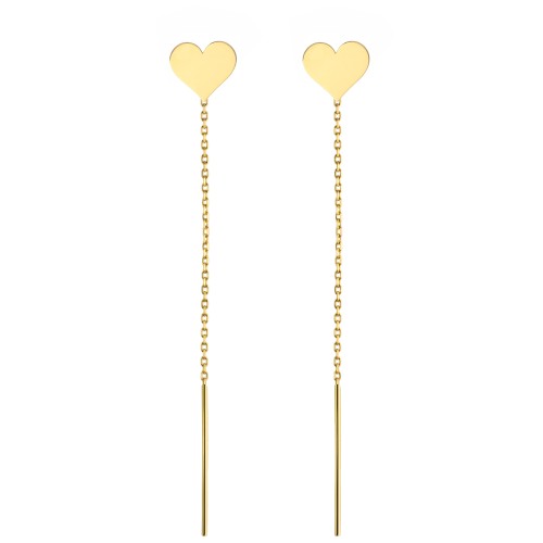 Kolczyki przewlekane złote serce
