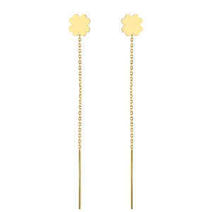 Kolczyki przewlekane złote koniczynki