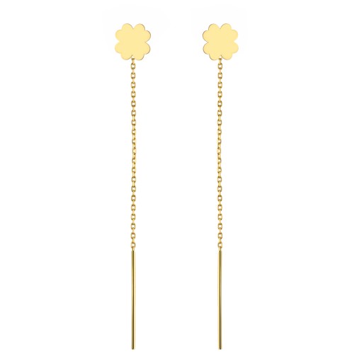 Kolczyki przewlekane złote koniczynki