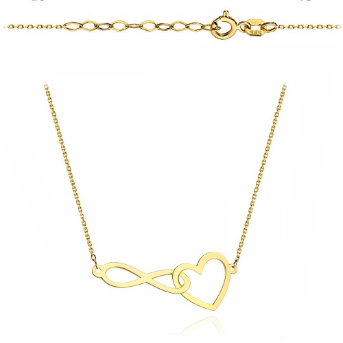 Naszyjnik złoty splecione serce i nieskończoność super lekki pr. 585
