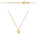 Naszyjnik złoty z diamentowaną koniczynką w gładkiej oprawie pr. 585