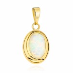 Oval gold opal pendant in a smooth setting