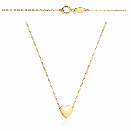 Gold necklace with a smooth, convex heart, 375