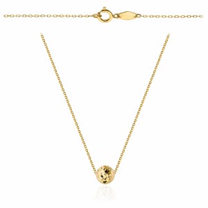 Necklace with a diamond-cut gold ball, super light, 45 cm, 375
