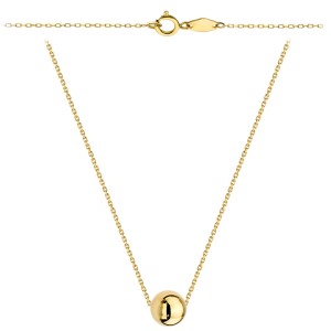  Necklace with one gold ball, super light, 45cm, 375