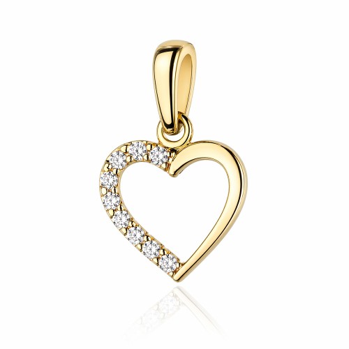 Zawieszka duże serduszko wysadzane w połowie cyrkoniami