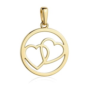 Zawieszka złota dwa serca w kole