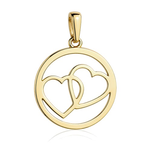 Zawieszka złota dwa serca w kole