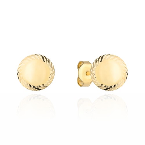 Kolczyki złote kółko z diamentowanym brzegiem średnie super lekkie