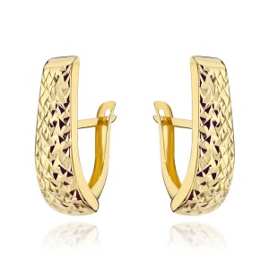 Gold teardrop earrings with diamonds, 585