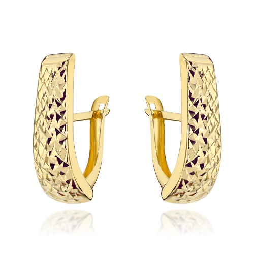 Gold teardrop earrings with diamonds, pr. 585